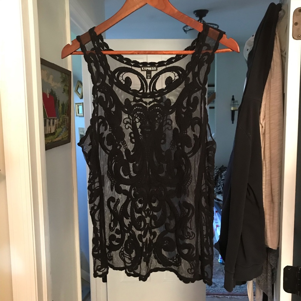 Express Sheer Embroidered Tank